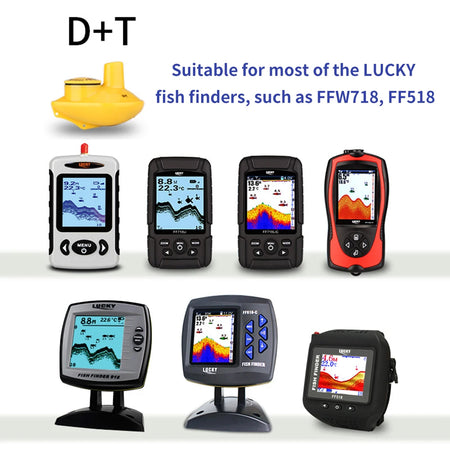 LUCKY FFw718 FF518 Fish Finder with Wireless Sonar Sensor - 45M Depth, 90&deg; Beam