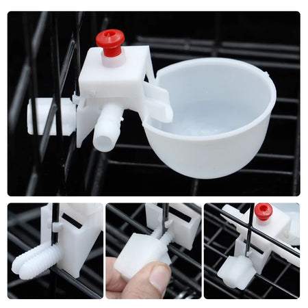 10/20 Sets White Chicken Waterer &ndash; Auto Drinker 9.5mm Cups