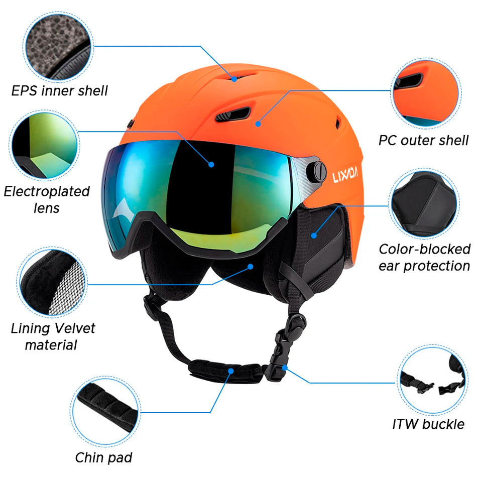 LIXADA Integrated Ski Helmet &ndash; Removable Visor Goggles