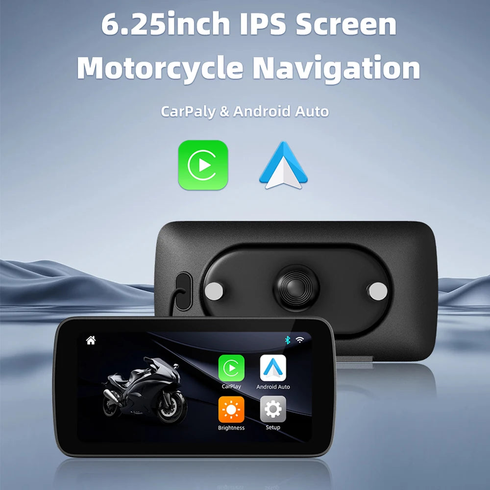 EKIY Wireless CarPlay Moto Android Auto &ndash; Portable 6.25 Inch Motorcycle GPS Navigation Display