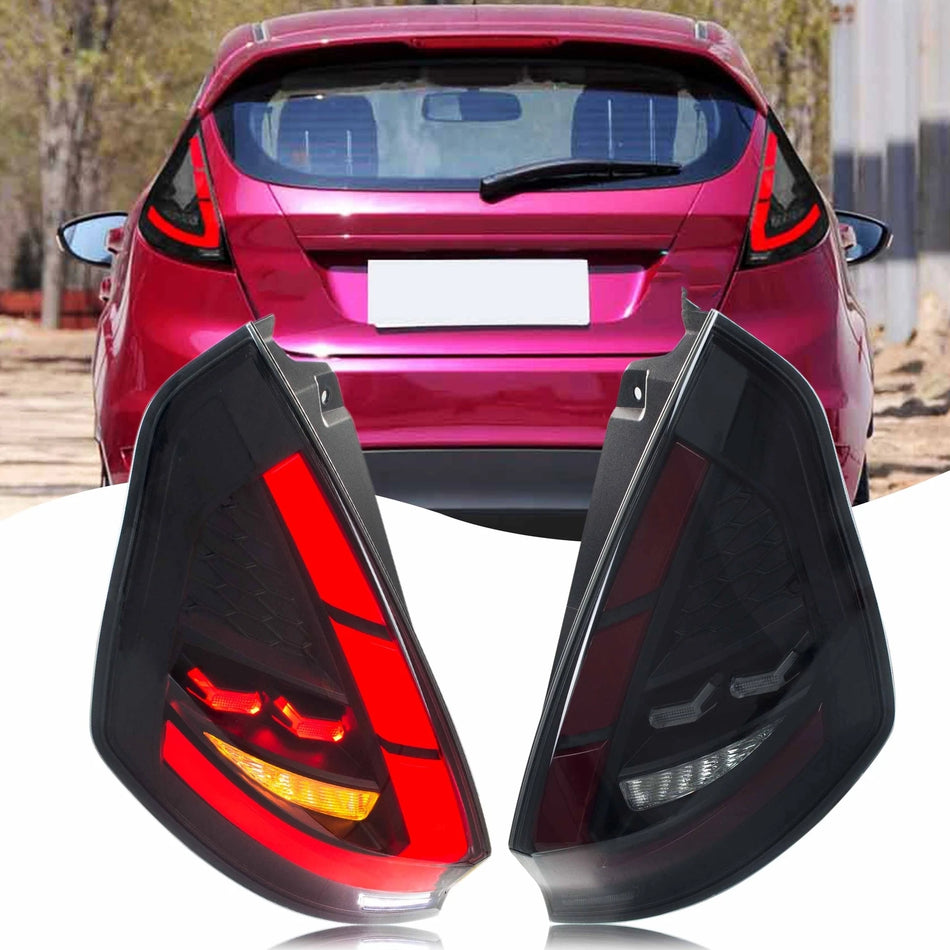 Ford Fiesta MK7 Tail Lights With Sequential Turn Signals, Black Lamps