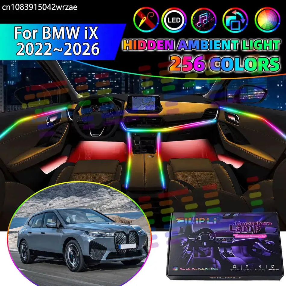 For BMW iX 2022~2026 i20 2023 2024 SUV RGB Car Interior Ambient Lights Strips Breathing Lighting Kit App Control LED strips Auto by InterCyprus Trading Ltd