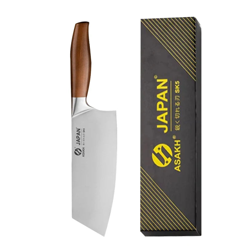 Professional Japanese Santoku Chef Knife - Stainless Steel Blade &amp; Wooden Handle Chef Knife C