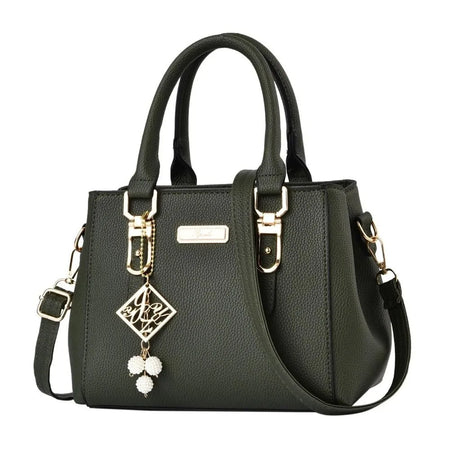 Large Capacity Casual Leather Shoulder Bag for Women green
