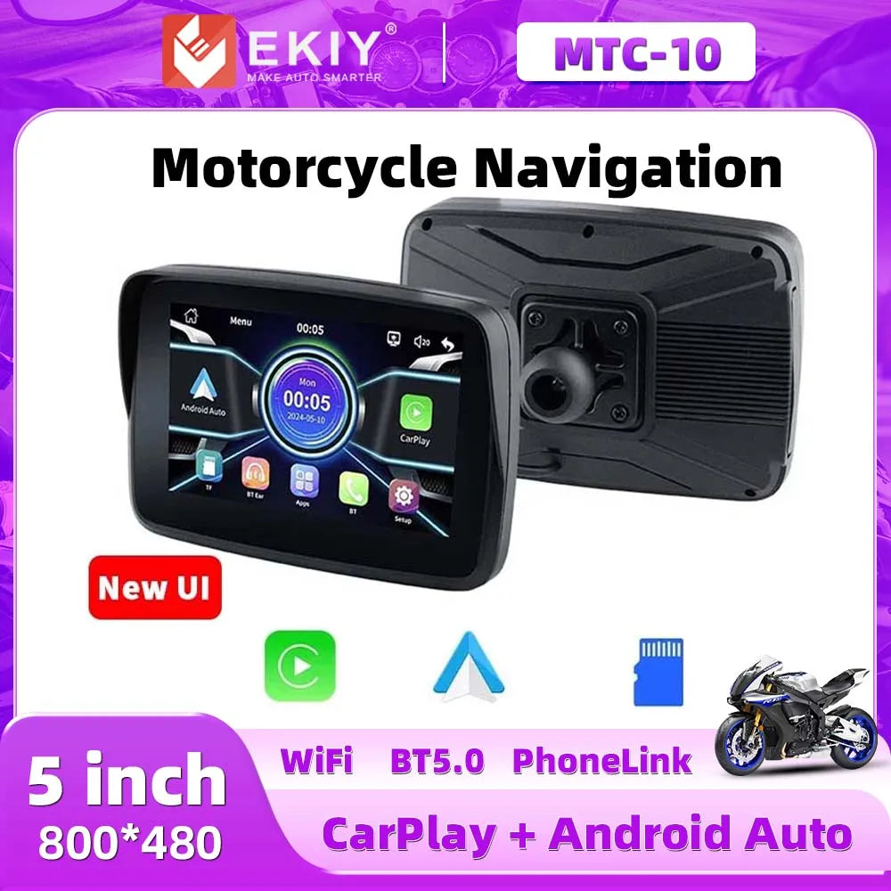 EKIY Motorcycle GPS Navigation Multimedia &ndash; Wireless CarPlay and Android Auto Support