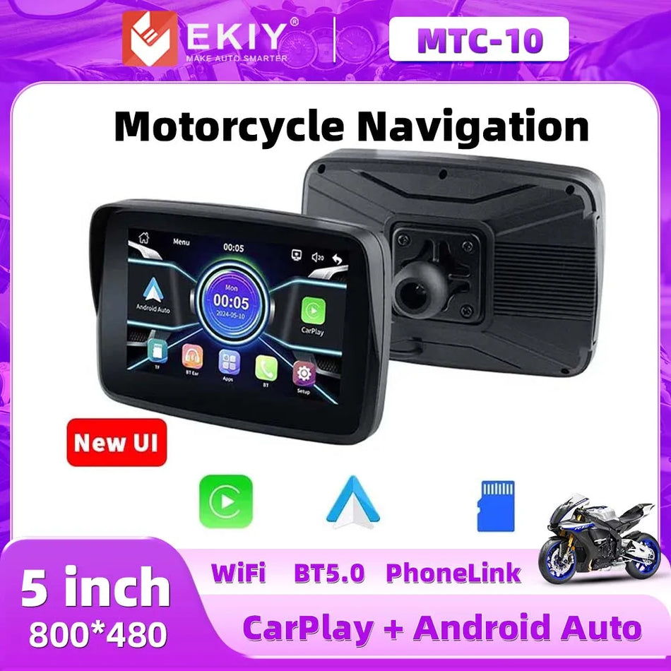 EKIY Motorcycle GPS Navigation Multimedia &ndash; Wireless CarPlay and Android Auto Support