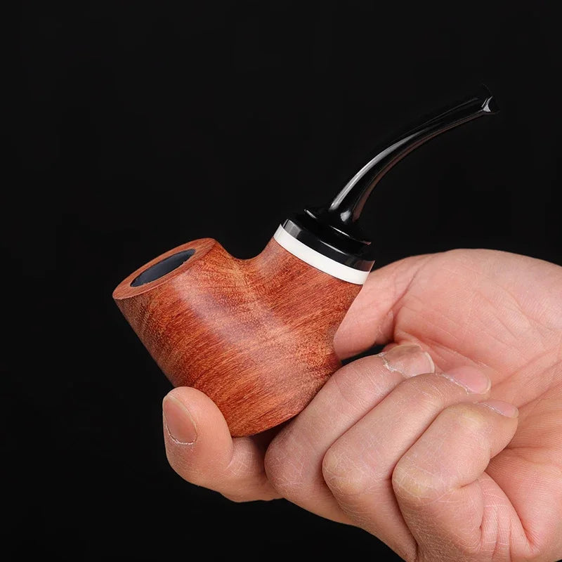 Cachimbo de Tabaco em Pau-Rosa Curvado Filtro 9mm Barril de Vinho Presente