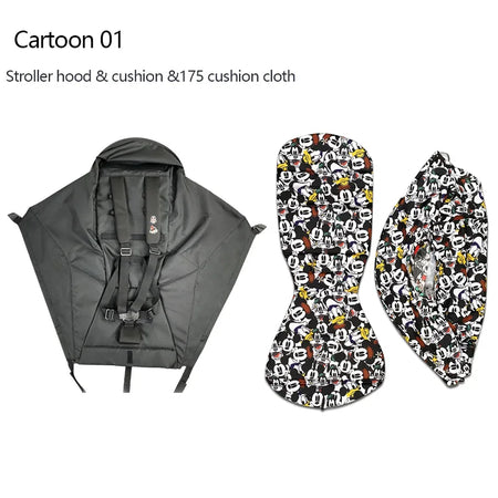 3-Piece Stroller Accessory Set: Canopy Cover &amp; Cushion for Babyyoya cartoon