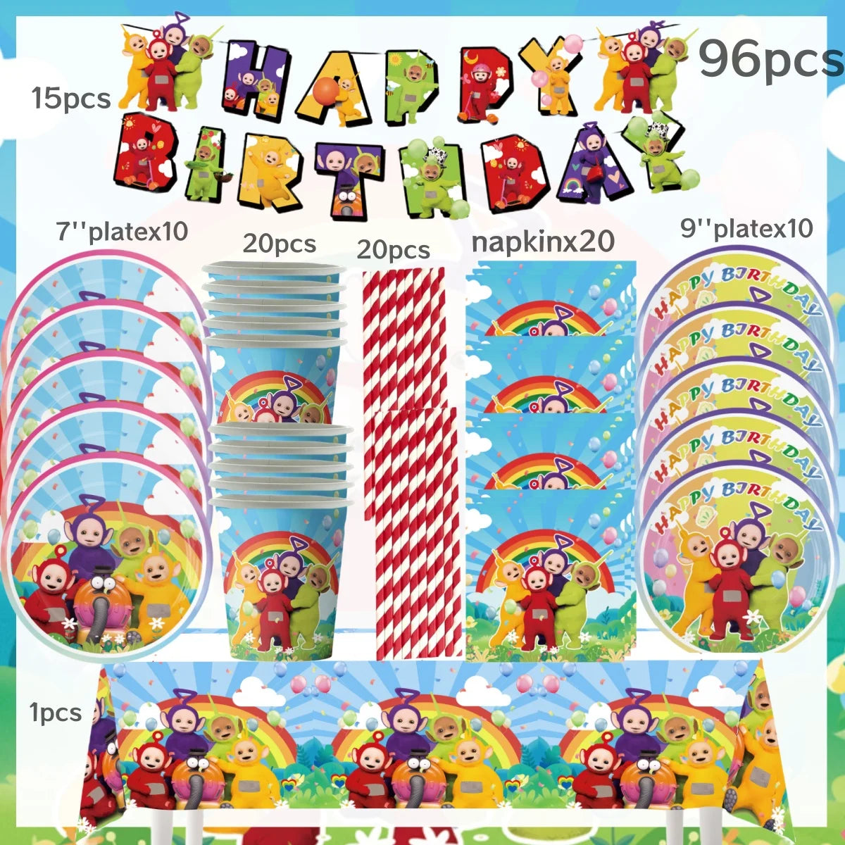 Tinky Winky Birthday Party Decoration Set BPPXQZZ-96PCS