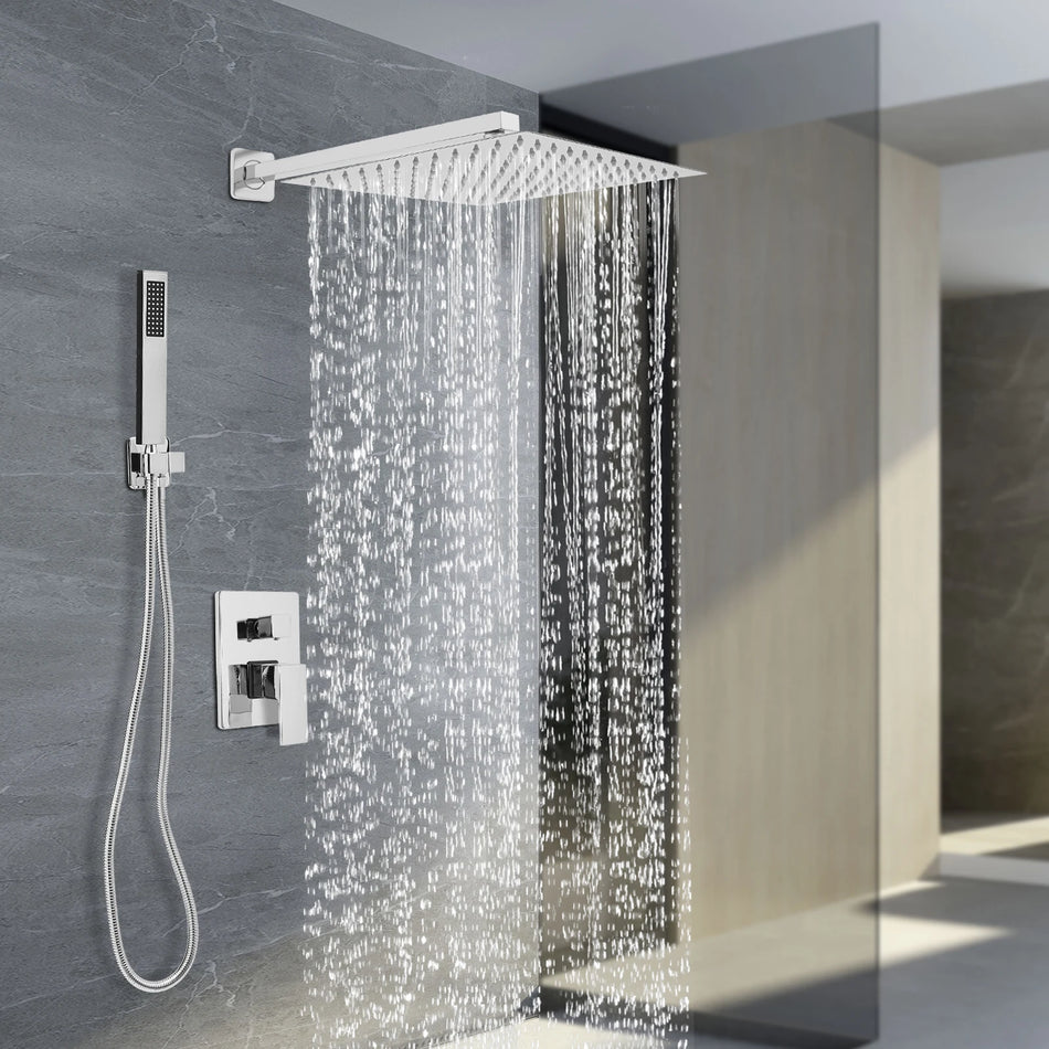 Duvara Monte Edilen Gömülü Duş Seti Gümüş Siyah