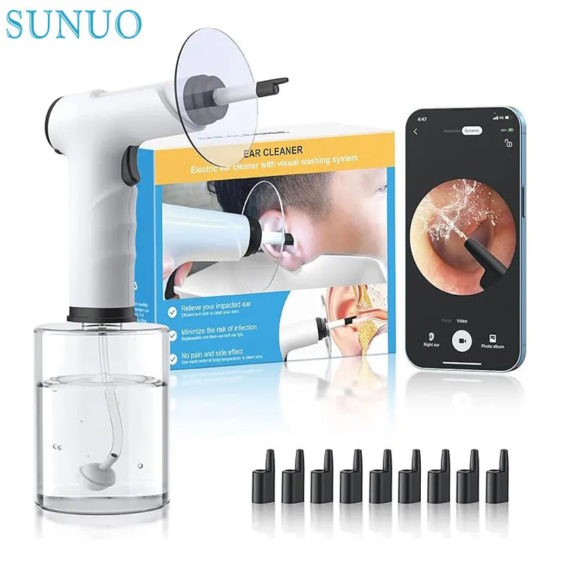 Electric Ear Wax Removal Kit With Spray Safe Water Ear Cleaner, 4 Pressure Settings