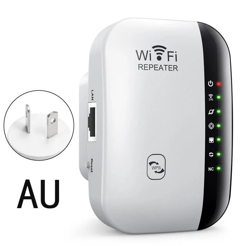 300Mbps Wireless Wi-Fi Range Extender for Seamless Connectivity AU-White