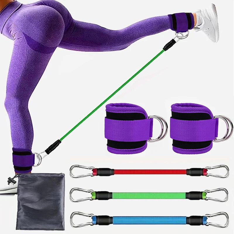 COYOCO Ankle Straps Resistance Bands - Yoga, Pilates &amp; Crossfit Home Gym Rope Purple Set