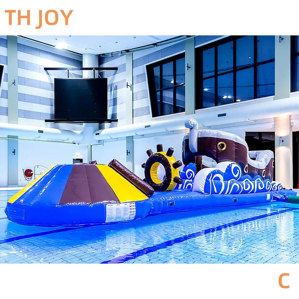 Πειρατικό Πλοίο Φουσκωτή Διαδρομή Εμποδίων Νερού PVC Πισίνα