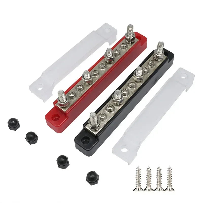 10 Way Bus Bar Terminal Block With Dust Cover And Ground Terminals