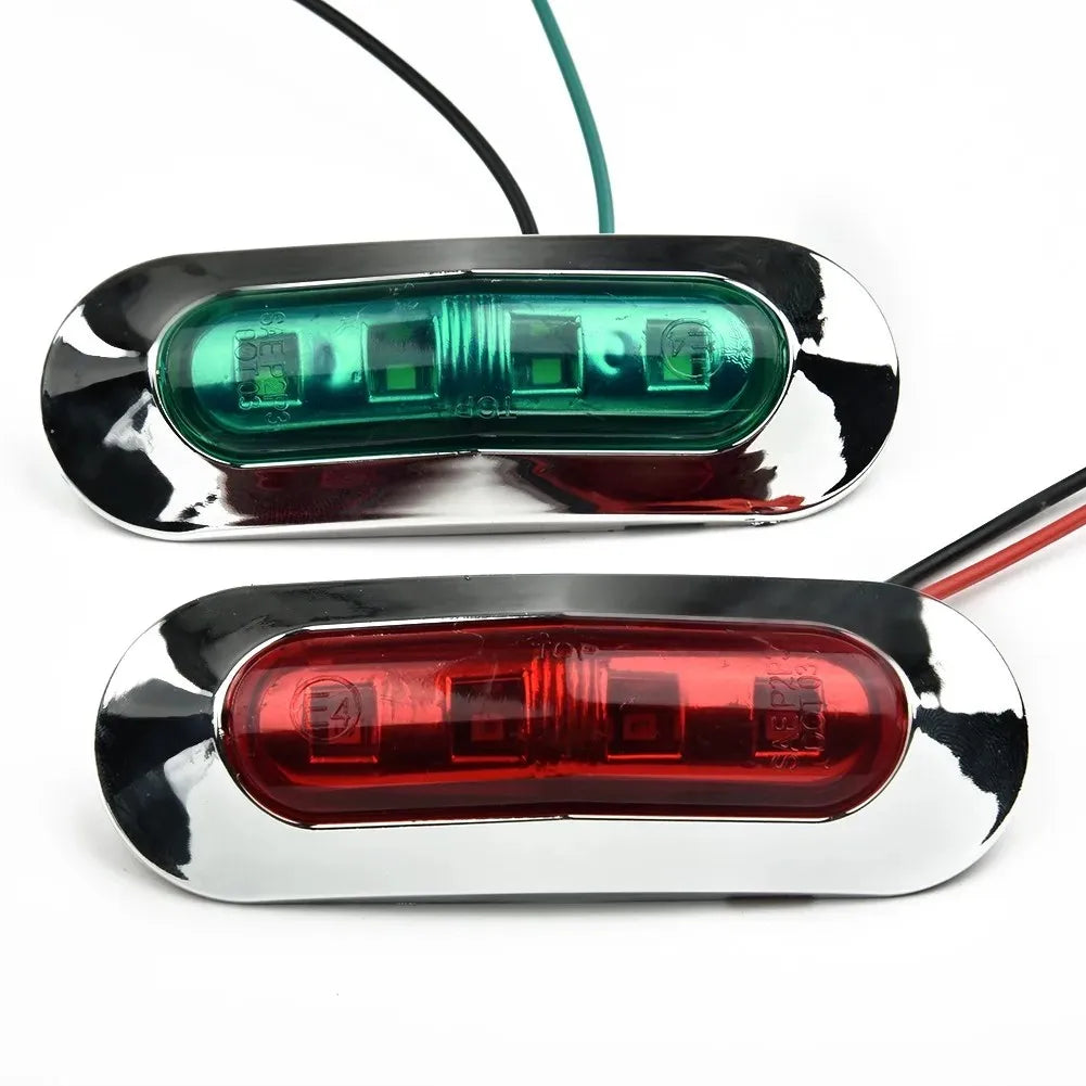 2Pcs Red Green LED Boat Navigation Light 12-24V Waterproof Sailing Signal Lamp Marine Yacht Warning Light Side Marker