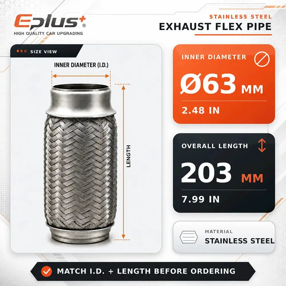 Universal Automotive Woven Mesh Exhaust Hose Stainless Steel Braided Flexible Connection for Car Exhaust System Replacement by InterCyprus Trading Ltd