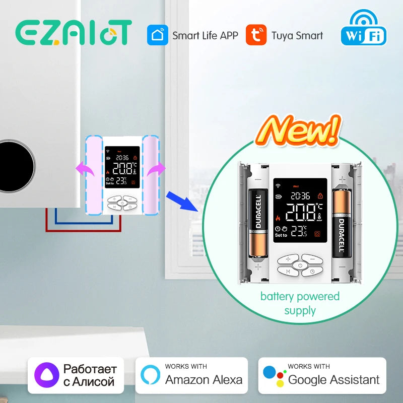 Tuya WiFi Smart Thermostat &ndash; Battery Powered Boiler Control