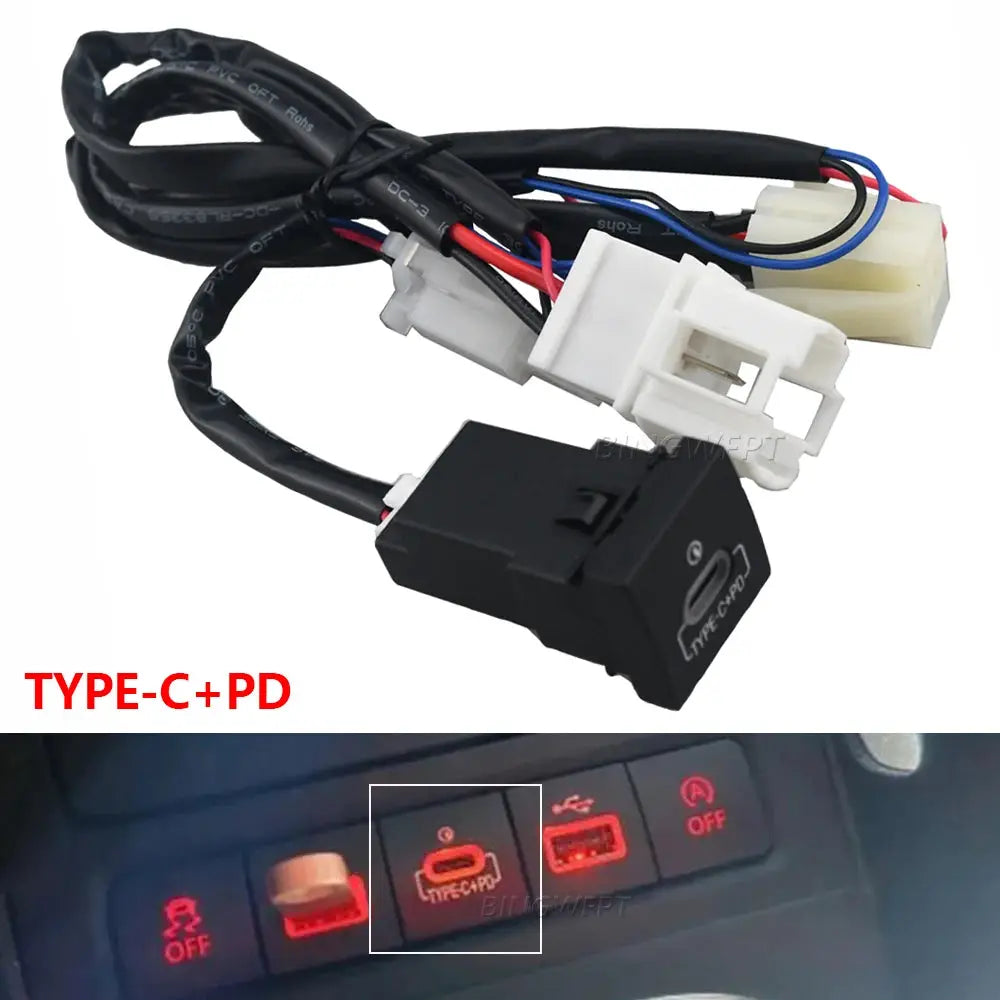 For VW Golf 6 Jetta 5 MK5 Scirocco 2010 2011 2012-2014 Car USB Charger Quick Charge QC3.0 Auto Phone Charging Adapter Button by InterCyprus Trading Ltd