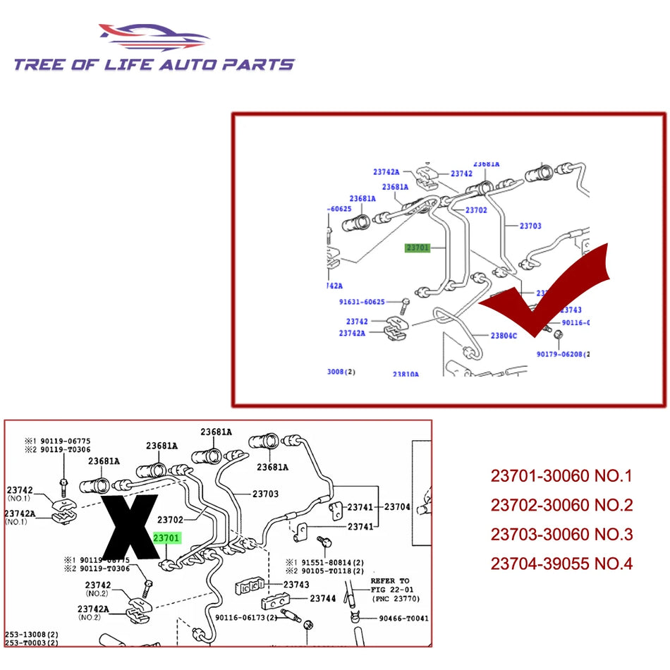 Kit de conducte pentru injectoare de combustibil pentru Toyota Hilux Fortuner 1KD-FTV 3.0L Euro 4 motor diesel de înlocuire