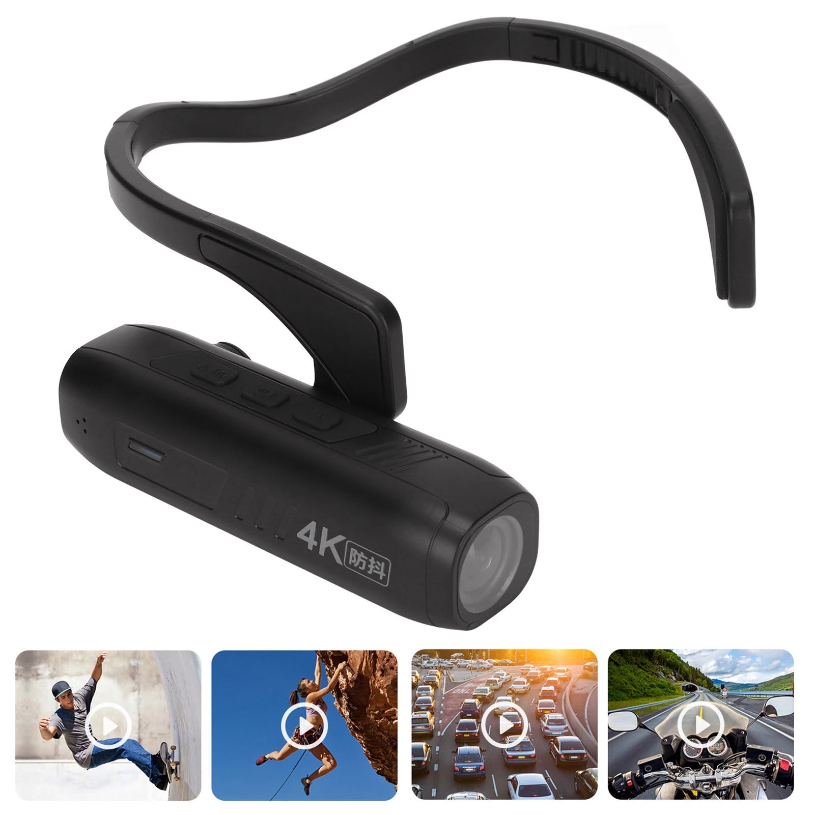 4K Head Mounted Camera &ndash; Waterproof Wearable Design for Outdoor Sports