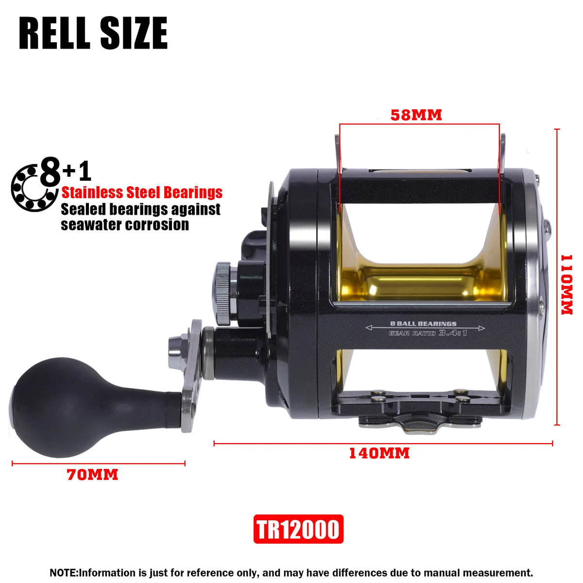 All Aluminum Alloy Trolling Drum Fishing Reels - 30KG Drag