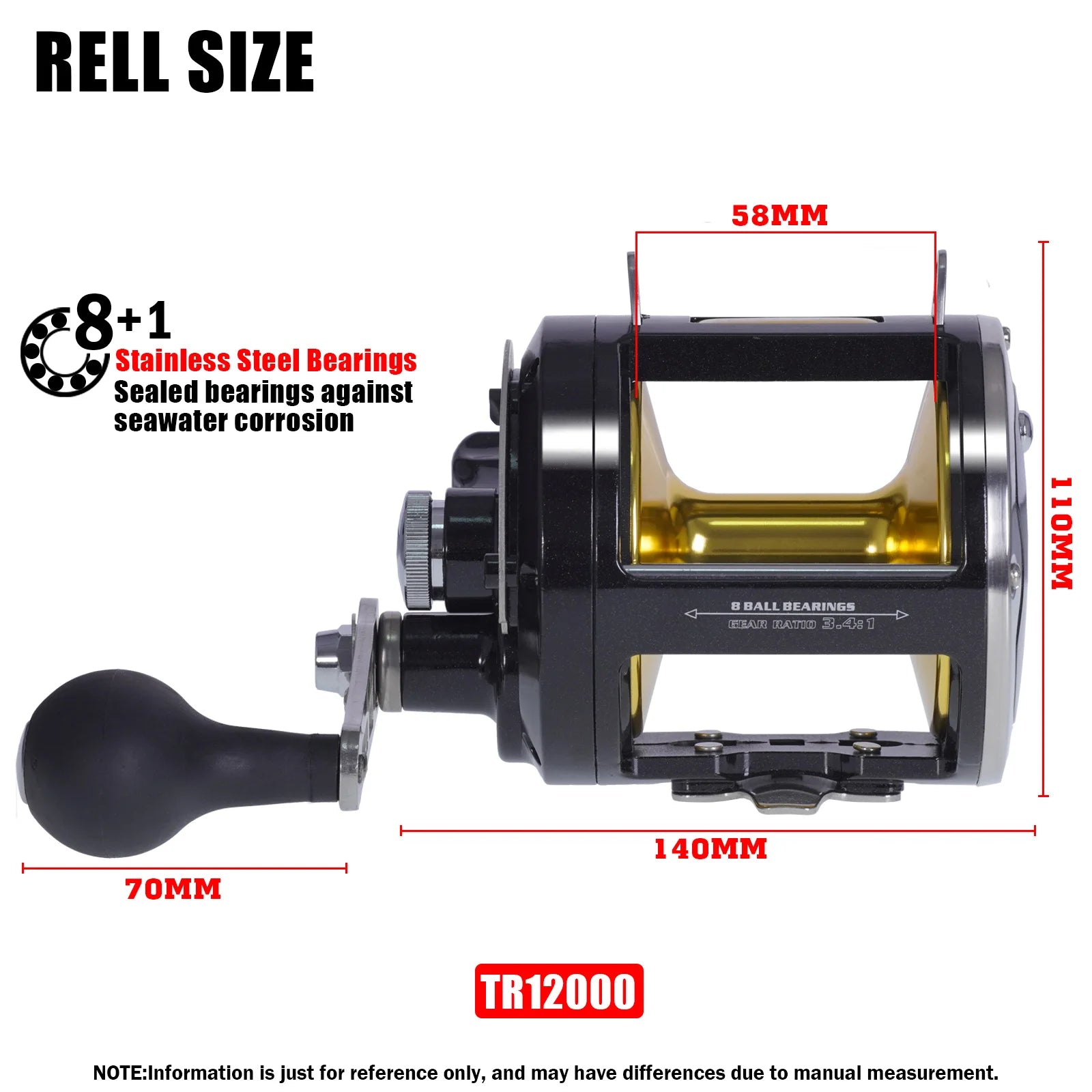 All Aluminum Alloy Trolling Drum Fishing Reels - 30KG Drag