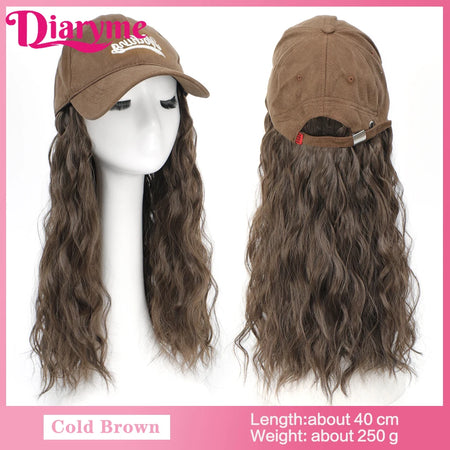 DIARYME Short Water Wavy Cap Wig with Brown and Blonde Highlights