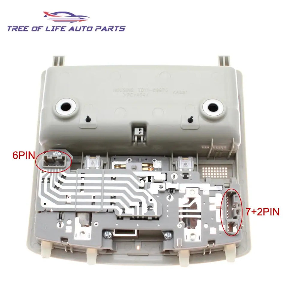 Overhead Console Replacement for Mazda CX-9 Reading Light and Sunroof Switch, Plastic and Metal, Gray