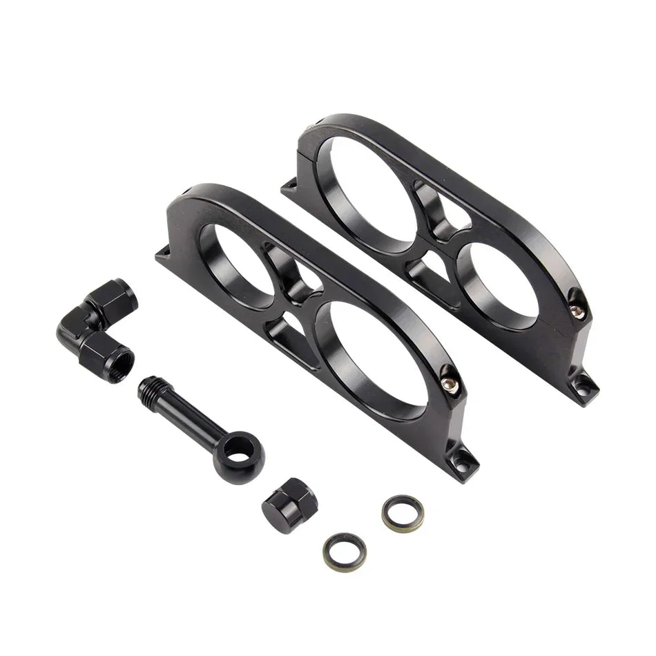 Aluminum Billet Dual Bracket Mounting Kit for 44mm Fuel Filter and 60mm 044 Pump with Fitting