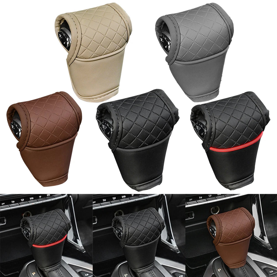 Car Gear Shift Cover PU Leather, Shift Lever Knob Protector for Interior