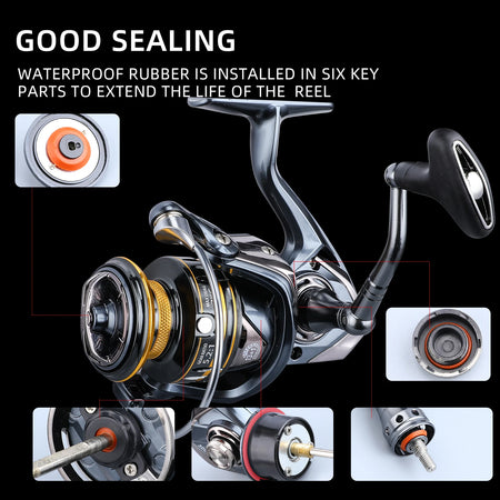 BEARKING Saltwater Spinning Fishing Reel 1000-6000 9+1BB 5.2:1 Max Drag 12KG Waterproof