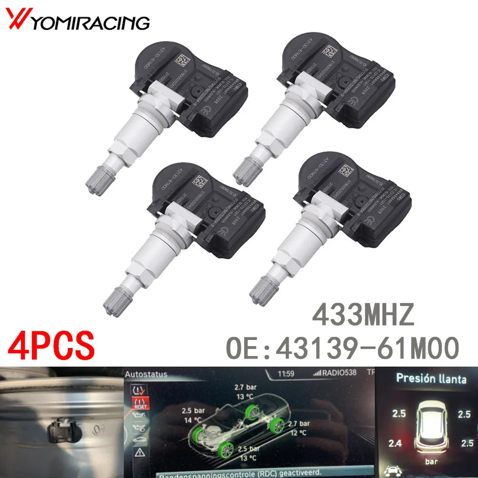 Tire Pressure Sensor Kit for Suzuki Grand Vitara 4-Piece Direct-Fit TPMS Replacement Set