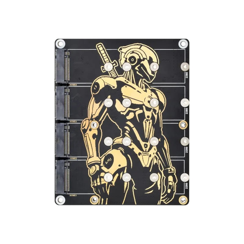 Raspberry Pi 5 PCIe To 4-Ch M.2 Adapter Board &ndash; Supports 4 NVMe Solid State Drives