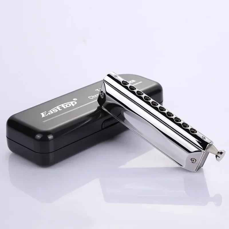 Chromatic Harmonica T10-40 &ndash; Beginner Friendly Case Silver