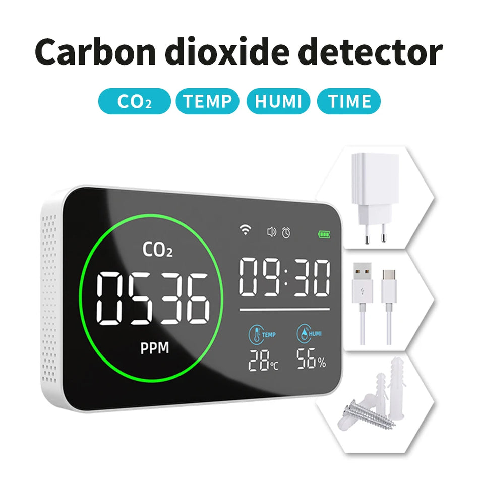 4 In1 WiFi Air Quality Monitor CO2 PM25 &ndash; Alarm Clock