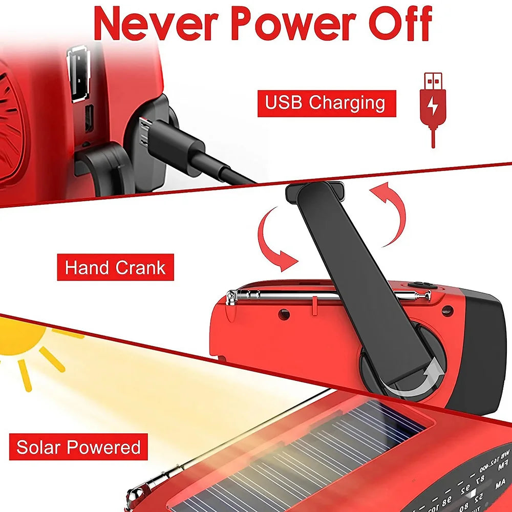 Solar Hand Crank Camping Light &ndash; AM FM Radio USB Charging