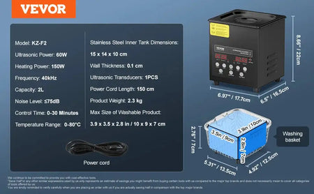 Ultrasonic Cleaner Portable Dishwasher With Timer 2L / CZECH REPUBLIC