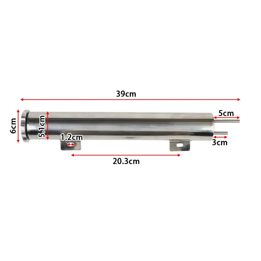 Universal 2''x13” / 3''x10” Radiator Coolant Overflow Puke Tank Polished Stainless Steel Radiator Coolant Overflow Tank Can by InterCyprus Trading Ltd