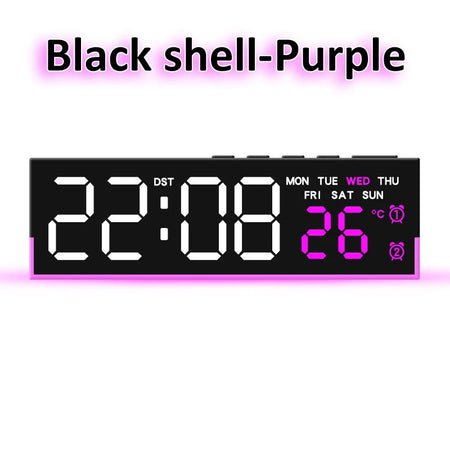 Digital LED Alarm Clock &ndash; Dual Alarm with Mood Lighting Black shell Purple