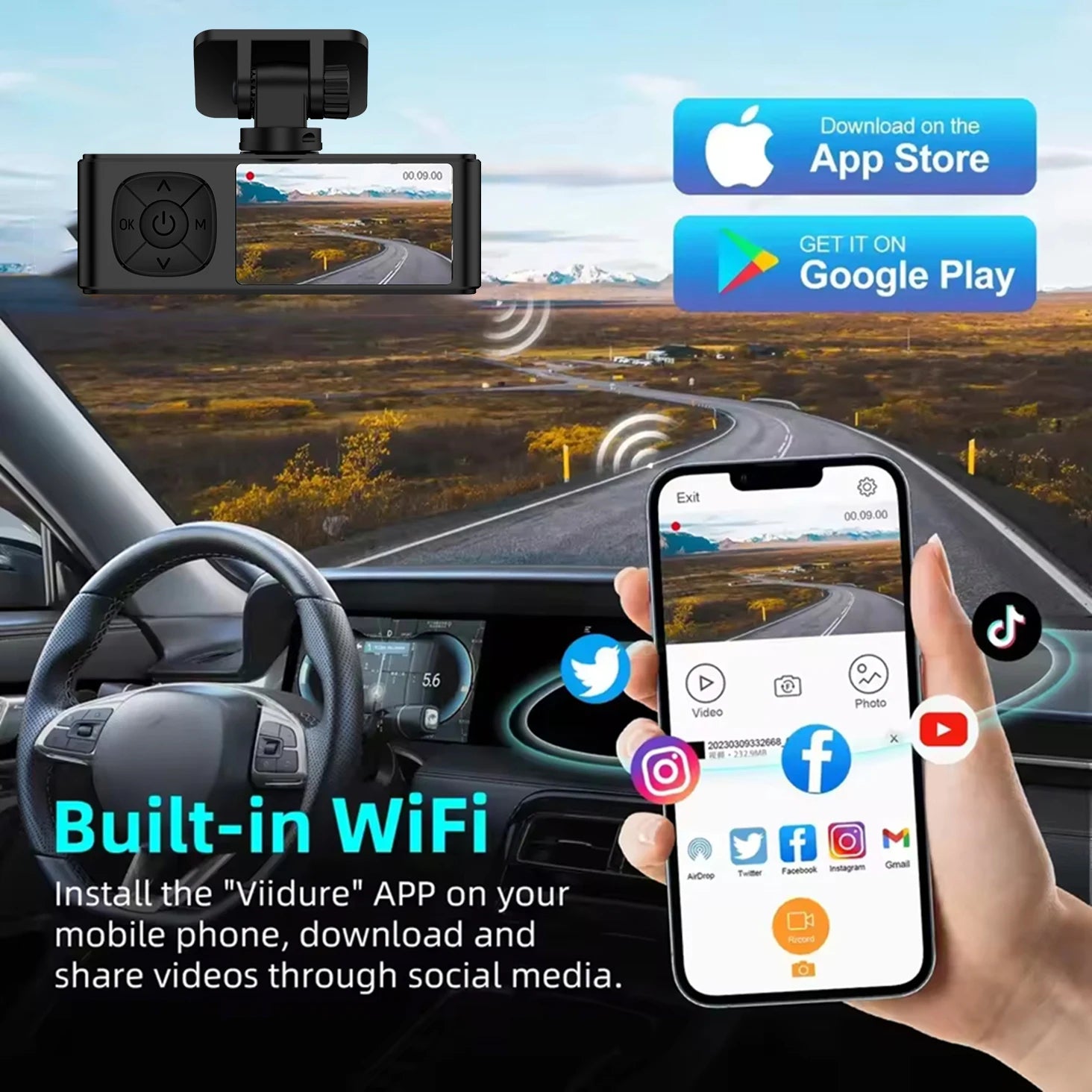 4K Dash Cam with GPS &amp; WiFi