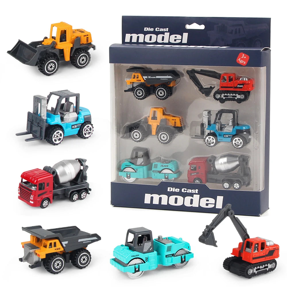 Alloy Engineering Truck Model Set &ndash; Educational Construction Vehicle Toys B with blue box
