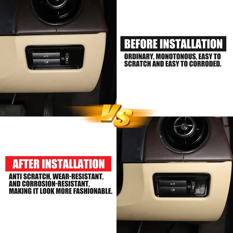 Per Jaguar XJ XF 2010-2019 Cornice Adesiva Pulsante Cambio Nero in Acciaio Inossidabile