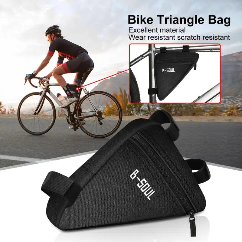 Bolsa triangular impermeable para bicicleta con apertura grande con cremallera, poliéster duradero