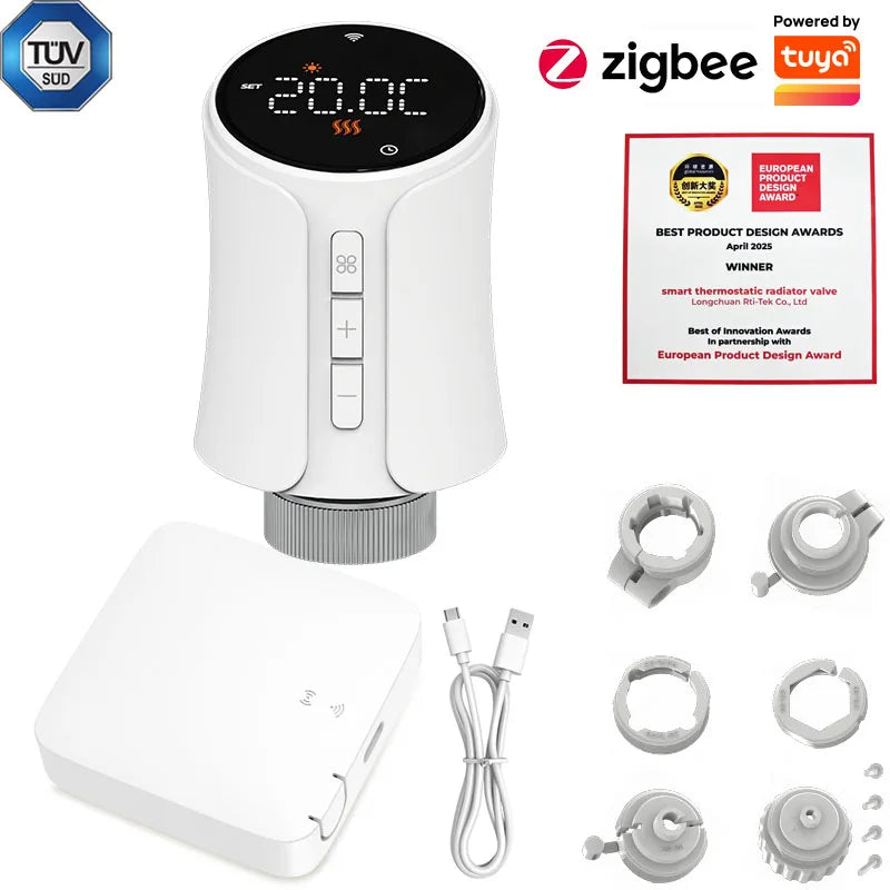 Tuya WiFi Zigbee TRV Radiator Actuator &ndash; Voice Assistant Zigbee Set