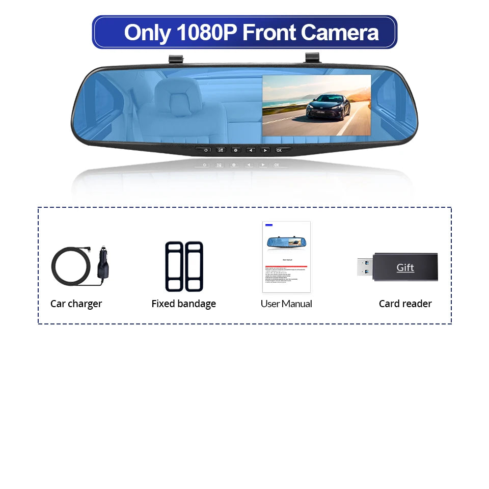 Dashcam 4.3 Inch FHD 1080P Dual Lens DVR - Night Vision A08 / 64G