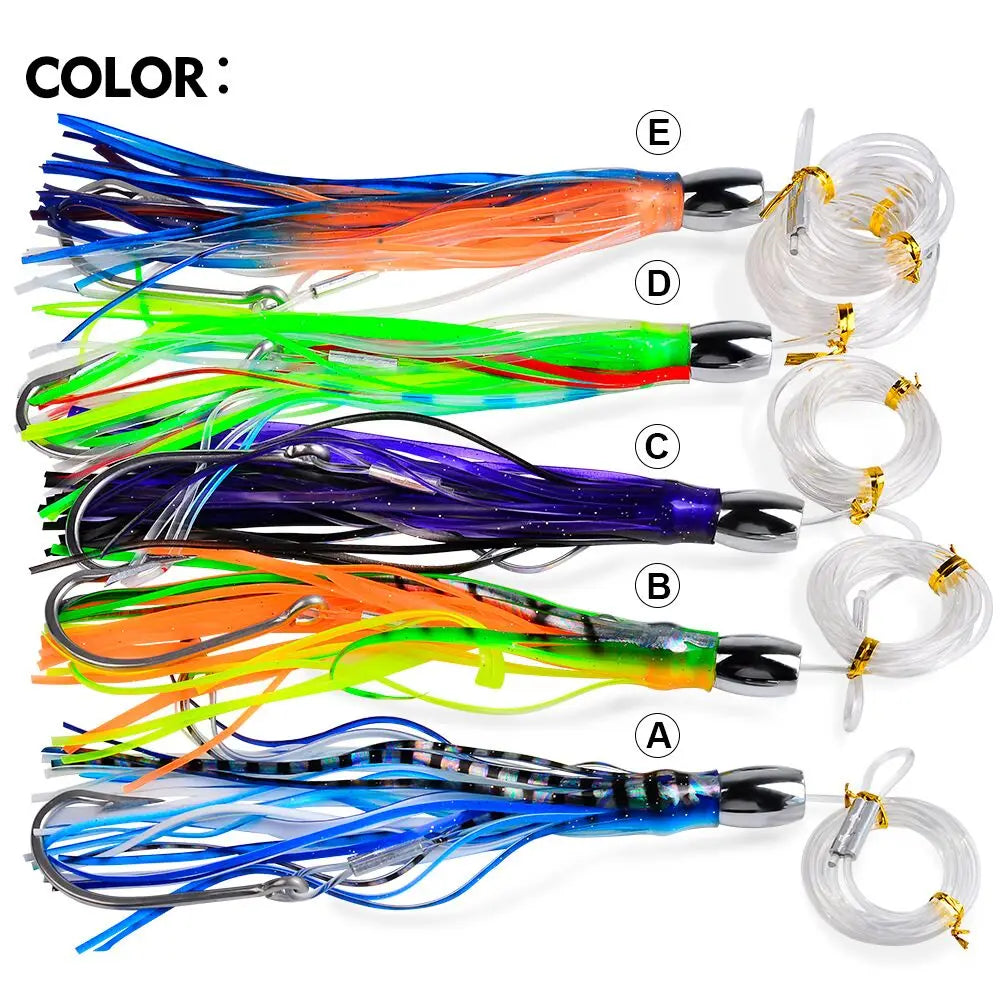 20cm Seawater Fishing Lure - Zinc Alloy Head, Octopus Squid Skirt Bait for Marlin &amp; Tuna