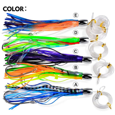 20cm Seawater Fishing Lure - Zinc Alloy Head, Octopus Squid Skirt Bait for Marlin &amp; Tuna