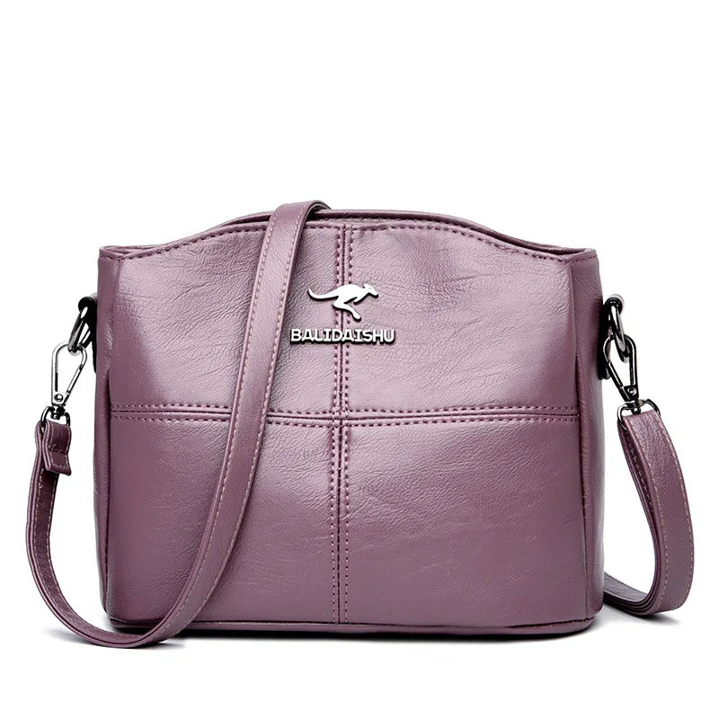 Elegant Embroidered PU Leather Tote Bag for Women PURPLE / CHINA