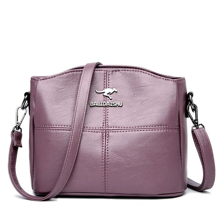 Elegant Embroidered PU Leather Tote Bag for Women PURPLE / CHINA